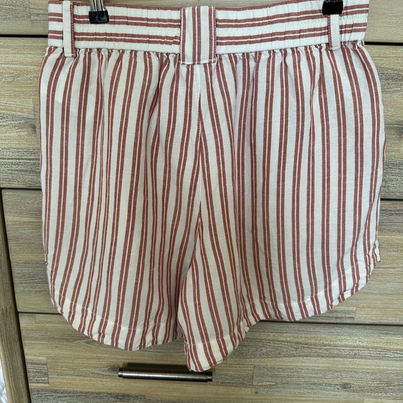 Striped Red and White Women's Shorts - Picture 2 of 3